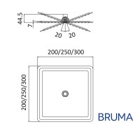 MEDIDAS ROCIADOR DUCHA FIJA BRUMA